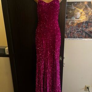 Pink Sequin Prom Dress